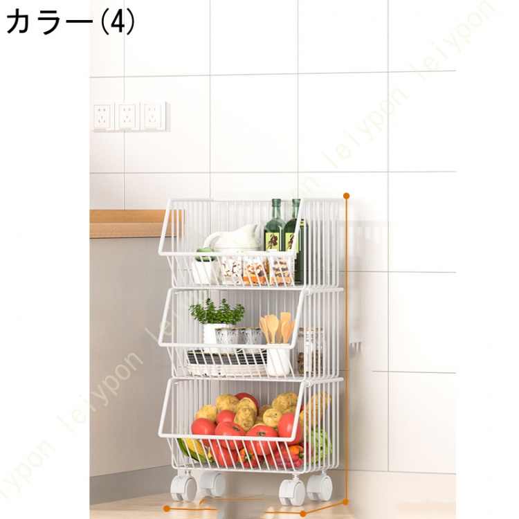 3段スチールラック キャスター付き 耐荷重 収納棚 ラック 組み立て簡単 野菜ワゴン 3段 多機能食品棚 調味料 皿 野菜 服収納 キッチンワゴン 収納カット |  | 04
