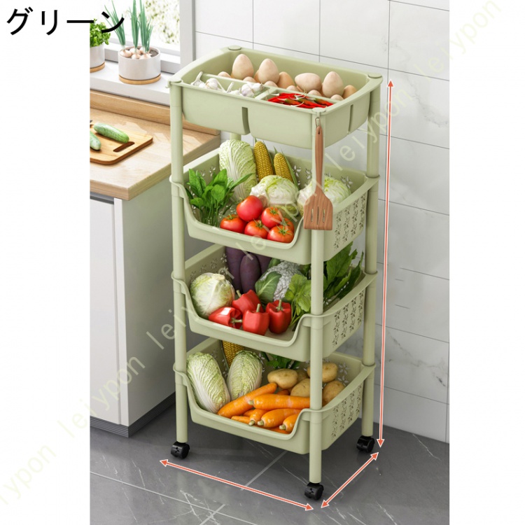3段 キッチンワゴン キッチンラック 収納ワゴン 隙間ワゴン 収納棚 収納ラック キッチン収納棚 収納 キッチンワゴン キャスター付き 可動棚 ローリングラック_2