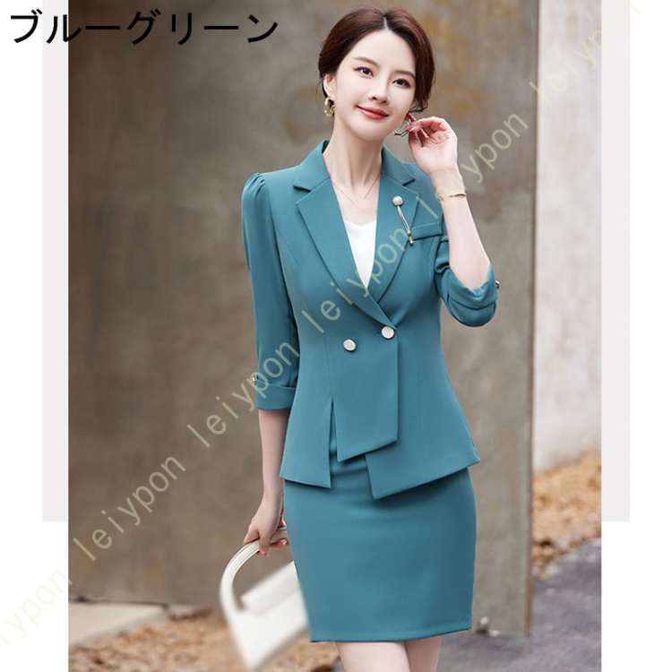 レデイース スーツセット OL 事務所 面接 求職 結婚服 ビジネス フォーマル 教師 ホテル制服 スーツスカート レディース フレアスカート スーツ_2