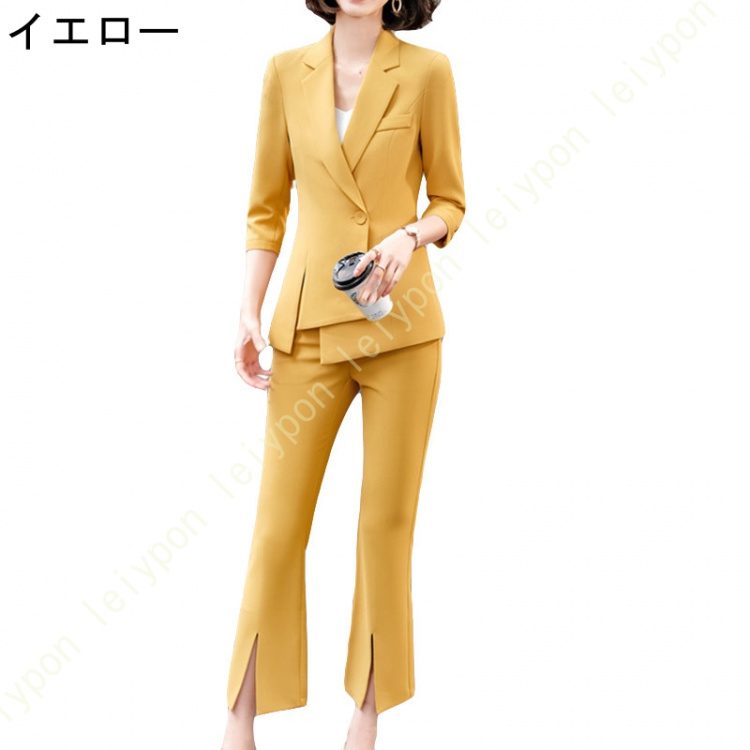 スーツセット パンツスーツ レディース 上下セット セットアップ スーツ フォーマル オフィス ビジネス 通勤 2点セット おしゃれ 無地 春 秋 冬 ジャケット |  | 02