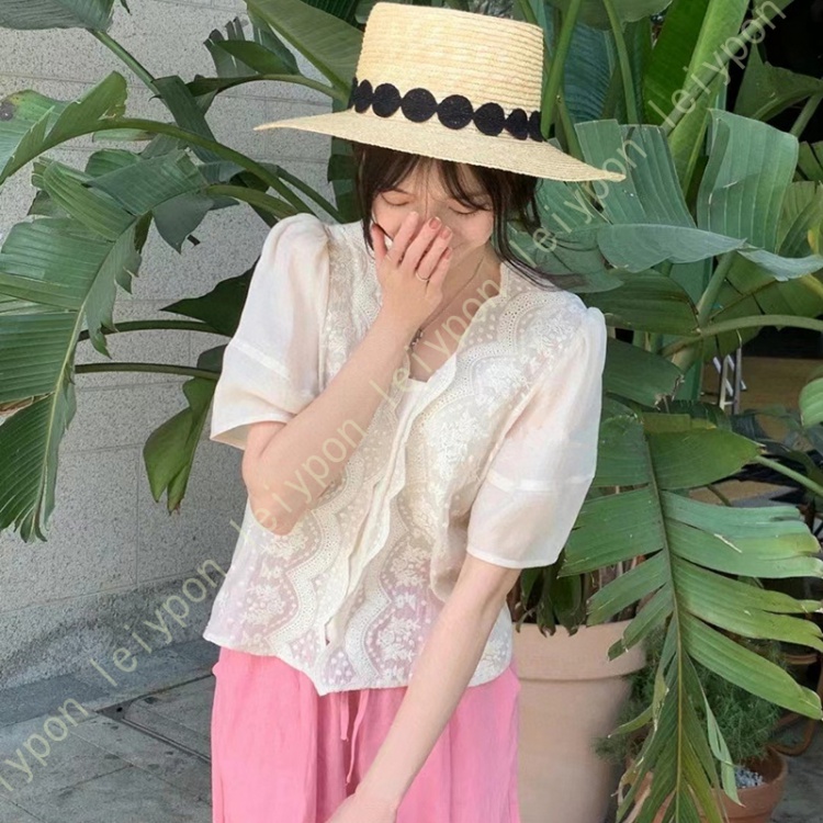 [AYBTO]半袖 ブラウス 半袖レディース vネック 大きいサイズ 春 夏 キレイメ 韓国 風 バルーンスリーブ 重ね着 エレガント 夏服 夏 着痩せ フォーマル 通勤 |  | 01