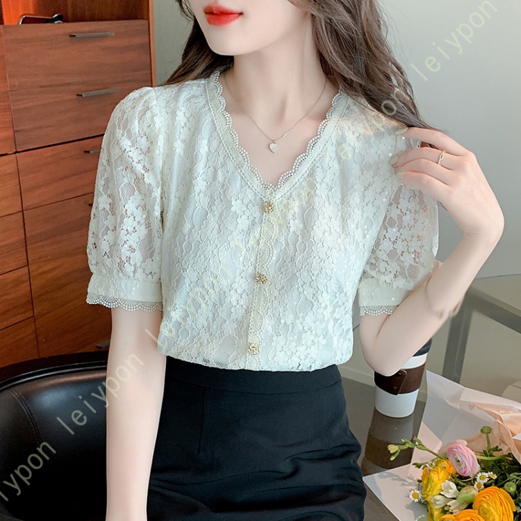 AYBTO]半袖 レディース ブラウス レース 大きいサイズ シャツ 春 夏 五分袖 透かし彫り 刺繍 夏服 シフォン フリル シャツ トップス  ワイシャツ ふんわり IDKlmpgCQa, ファッション - www.pci.edu.pe