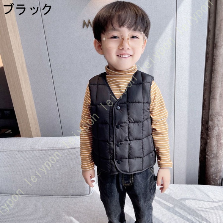 キッズ アウターウエア 子供服 コート vネック 防寒ベスト 冬 長袖 中綿ベスト スナップボタン 前開き ジャンパー アウター 赤ちゃん服 軽量 無地 韓国 小学生｜leiypon｜04