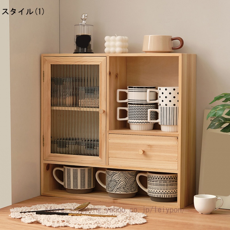 防塵キャビネット 食器棚 サイドボード 無垢材 飾り棚 ティーカップ ティーセット シェルフ 収納キャビネット キャビネット マグカップ 卓上収納 引き出し |  | 01