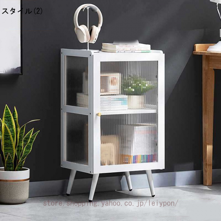 本棚 透明扉 キャビネット リビング収納 大容量 コーナー収納 省スペース 多機能 収納ラック 木製ラック 角置き可 耐久 防塵 防湿 デスク周り リビング 整理棚_2