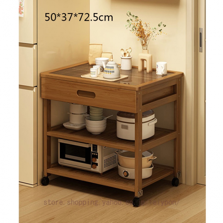 キッチンワゴン キャスター付 木製 引き出し付き 食器棚 電子レンジ台