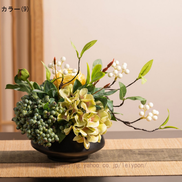 人工苔玉 造花アレンジ フェイクフラワー 侘寂風 生け花 花瓶挿し 人工