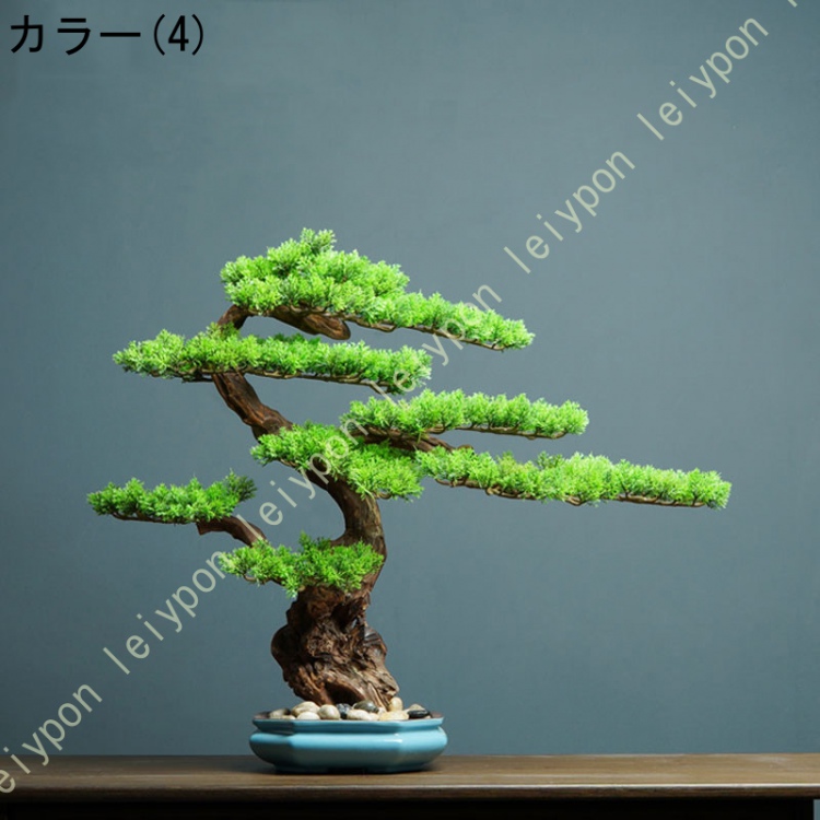 フェイクグリーン 卓上 崖檜盆栽 スモールリーフ バンブの葉 グリーン