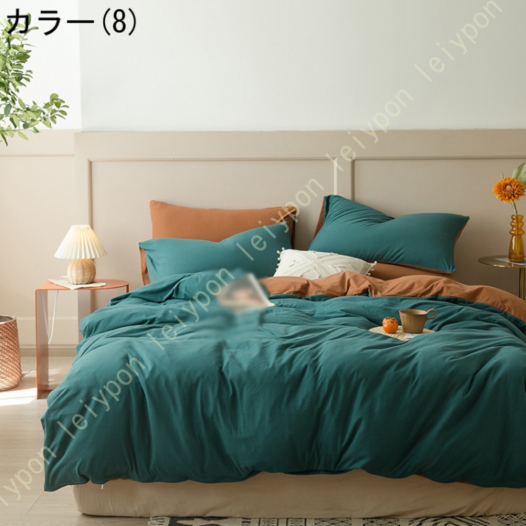 布団カバー4点セット 寝具カバー 綿 無地 ベッドカバー 掛け布団カバー 枕カバー ボックスシーツ/フラットシーツ ベッド用 布団用 コットン 防ダニ かわいい_8