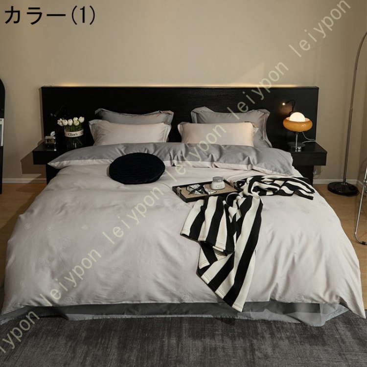 姫系 掛け布団カバー 4点セット 可愛い 布団カバー 寝具カバーセット 花柄 春夏 ベッドカバー 綿100％ 洋式 敷き布団カバー ホテル おしゃれ 枕カバー_1