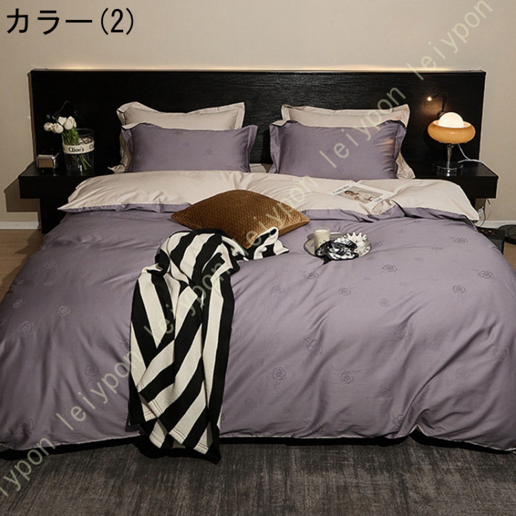 姫系 掛け布団カバー 4点セット 可愛い 布団カバー 寝具カバーセット 花柄 春夏 ベッドカバー 綿100％ 洋式 敷き布団カバー ホテル おしゃれ 枕カバー_2