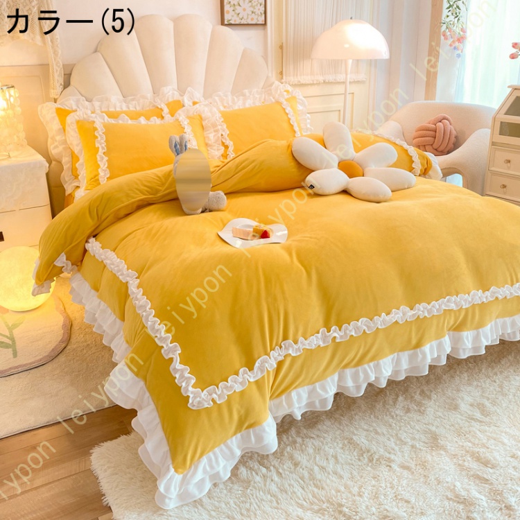 姫系 布団カバー セット 掛け布団カバー 寝具カバーセット 洋式 可愛い 敷き布団カバー ベッドスカート フリル おしゃれ ベッドシーツ 暖かい 枕カバー