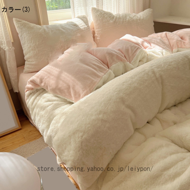 ベッド用品 寝具カバーセット 掛け布団カバー フランネル 厚手起毛 花柄 布団カバーセット 暖かい 4点セット 掛ふとんカバー 防寒対策 柔らか 北欧風 冬_3