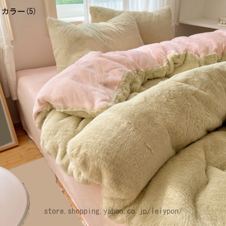 ベッド用品 寝具カバーセット 掛け布団カバー フランネル 厚手起毛 花柄 布団カバーセット 暖かい 4点セット 掛ふとんカバー 防寒対策 柔らか 北欧風 冬_5