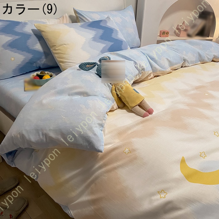 布団カバーセットチェック柄 可愛い 綿100% 大人 子供 柔らかい 肌に優しい フラットシーツ 掛け布団カバー 枕カバー プレゼント 通気性 速乾 防ダニ 四季通用_8