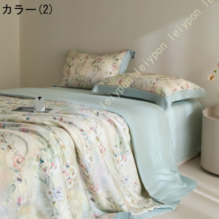 夏用掛け布団 冷感 掛け布団 夏 肌掛け布団 ひんやり 夏布団 接触冷感 吸湿速乾 柔らかい肌触り 花柄 北欧風 アイスシルク冷感肌掛け布団 シルクみたい_2