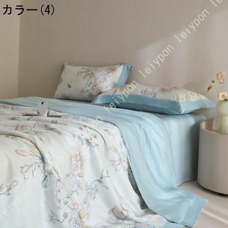 夏用掛け布団 冷感 掛け布団 夏 肌掛け布団 ひんやり 夏布団 接触冷感 吸湿速乾 柔らかい肌触り 花柄 北欧風 アイスシルク冷感肌掛け布団 シルクみたい_4