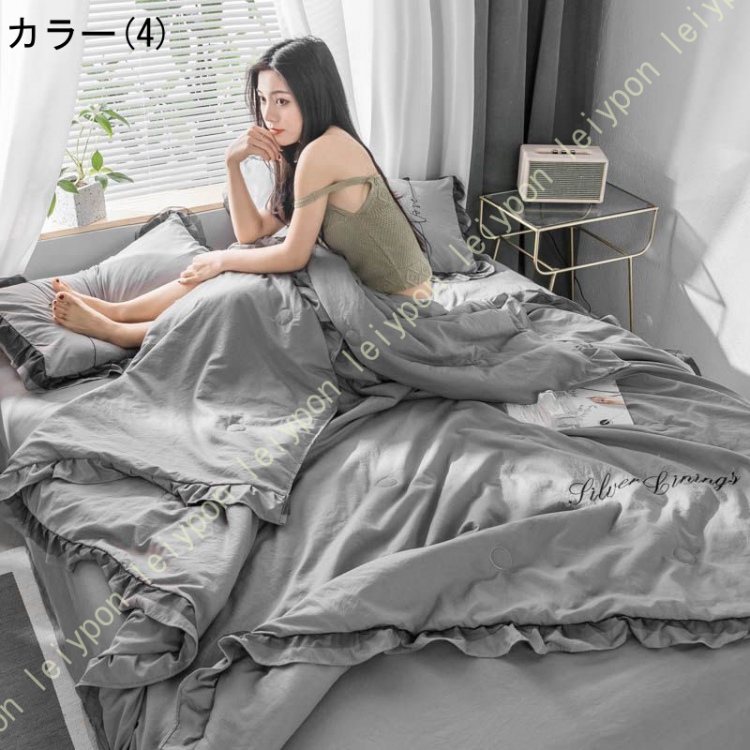 ガーゼケット 北欧 シンプル 肌に優しい ブランケット 吸汗速乾 膝掛け ソフトタッチ 昼寝用 冷房対策 インテリア 寝具 おしゃれ フリル オールシーズン_4
