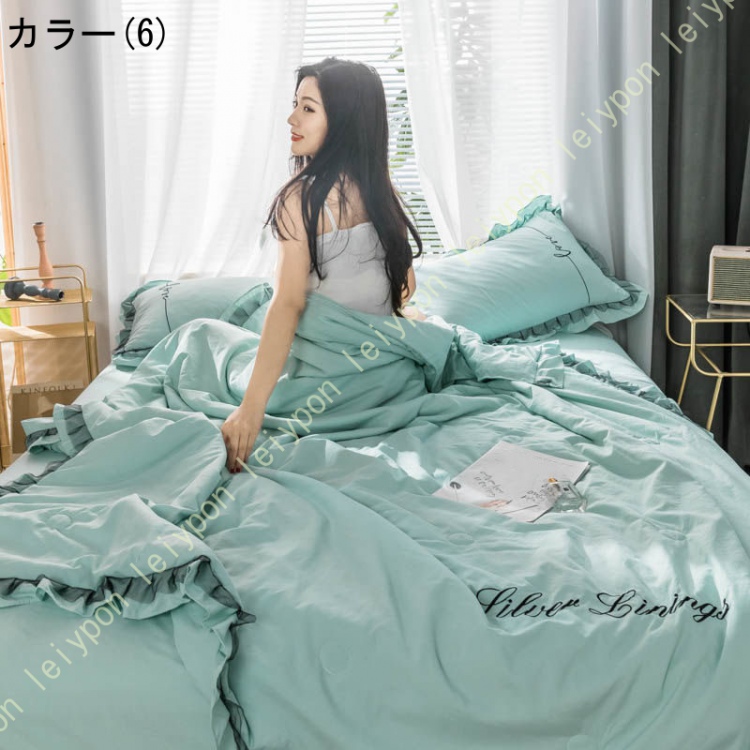 ガーゼケット 北欧 シンプル 肌に優しい ブランケット 吸汗速乾 膝掛け ソフトタッチ 昼寝用 冷房対策 インテリア 寝具 おしゃれ フリル オールシーズン_6