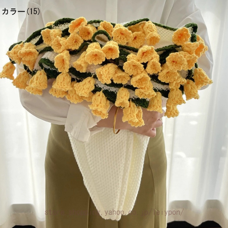 ハンドメイド かぎ針編み ローズ毛布 完成品 毛糸花束 ブランケット