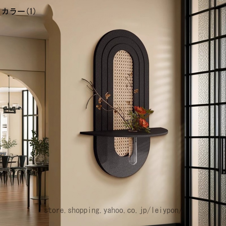 ウォールシェルフ 壁掛け 侘び寂び風 ウォールアート 置き物 中古風グリーン風景 インテリアフレーム DIY取付 玄関 リビング カフェ 壁掛け装飾の画像
