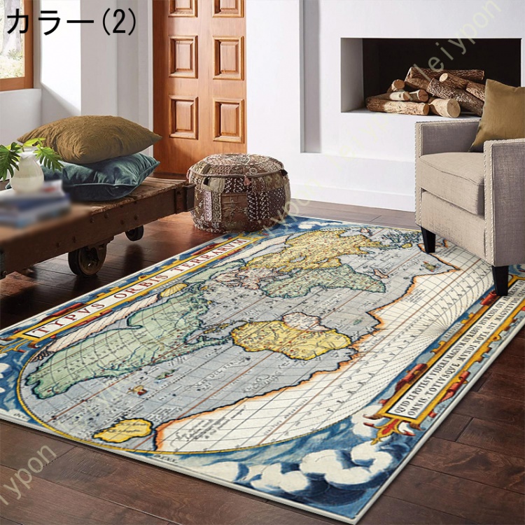 地球　世界地図　マルチカバー　ソファカバー　ヴィンテージラグ　130x178 世界地図 インテリア（カーペット、ラグ、マット） | 家具、インテリア