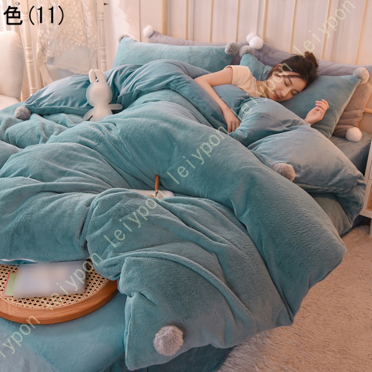布団カバー ボール付き シングル 3点セット 掛け布団カバー 掛ふとんカバー 防寒 インテリア 寝具カバーセット 布団カバー あったか 洗える 抗菌防臭 おしゃれ_11
