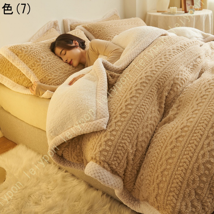 フランネル 寝具カバーセット ダブル シングル 掛け布団カバー 羽毛布団カバー あったか 布団カバー 暖かい もこもこ おしゃれ 両用 保温 ピローケース_7