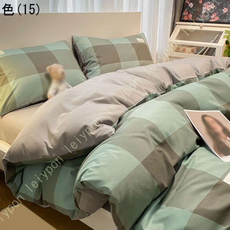 無印良品 掛布団カバーチェック柄クイーンサイズ2枚セットシーツ