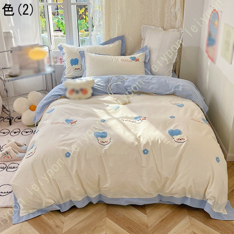 寝具カバーセット ふとんカバー 3点セット フリル フリル付き 布団カバー 4点セット フラットシーツ 枕カバー まくらカバー 掛け布団 カバー付き シングル_2