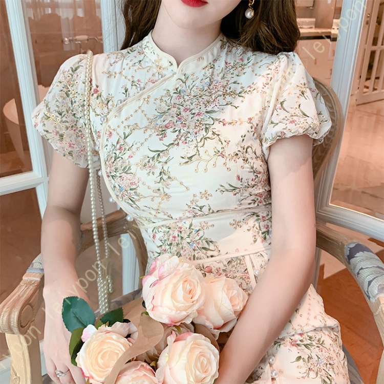半袖 花柄 刺繍 チャイナドレス レディース セクシー ワンピース