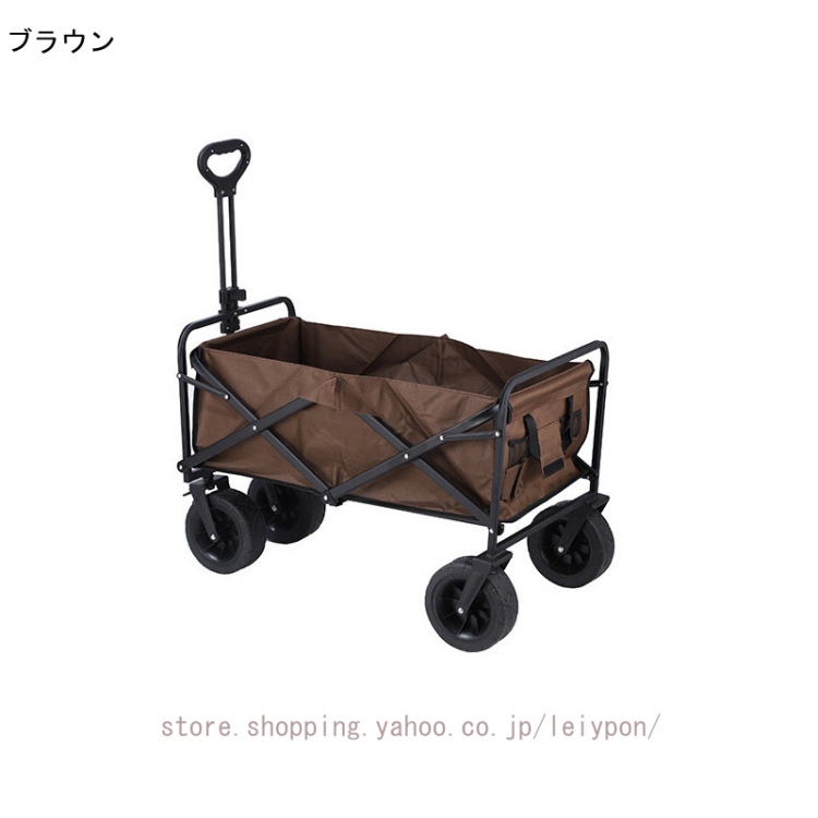 折り畳み式 ワイドタイヤ キャリーワゴン 自立OK アウトドア ブレーキ付き 自立収納 コンパクト 大容量 軽量 4輪 特大 タイヤ キャンプ 長物対応 乗せれる_2
