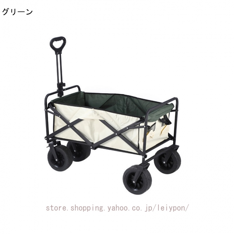 折り畳み式 ワイドタイヤ キャリーワゴン 自立OK アウトドア ブレーキ付き 自立収納 コンパクト 大容量 軽量 4輪 特大 タイヤ キャンプ 長物対応 乗せれる_4