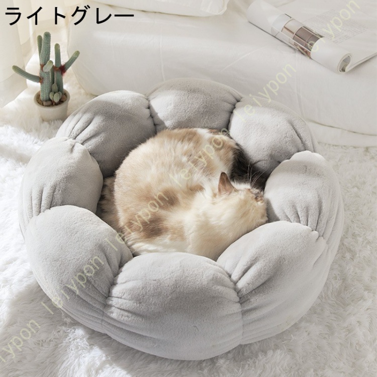 犬 ベッド 猫 ベッド ペットベット ふわふわ 丸型 クッション 花型