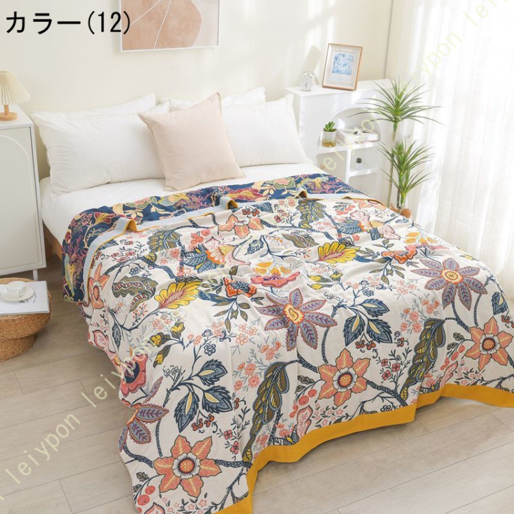 ガーゼケット ボヘミアン風 ソファーカバー ダブル 綿100% 可愛い花柄 夏掛け タオルケット 肌掛け ブランケット 涼感 軽量 吸湿 吸水 速乾 通気性 洗える_12