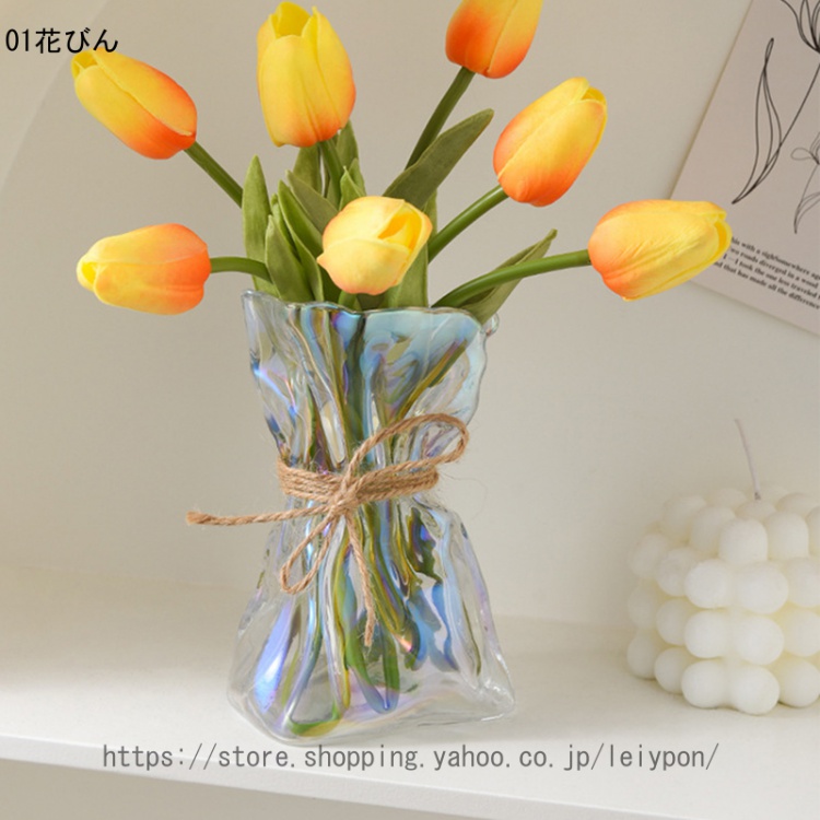 花瓶 おしゃれ フラワーベース ランダムシェイプ デザイン オーロラ ガラス かわいい 可愛い 小さい 一輪挿し 花束 生花 ドライフラワー インテリア