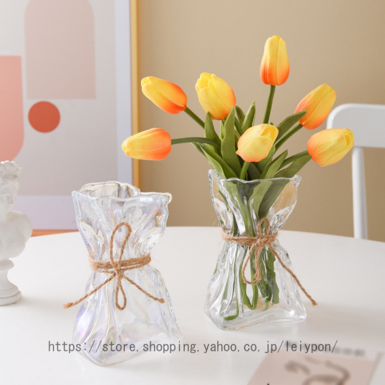 花瓶 おしゃれ フラワーベース ランダムシェイプ デザイン オーロラ ガラス かわいい 可愛い 小さい 一輪挿し 花束 生花 ドライフラワー インテリア