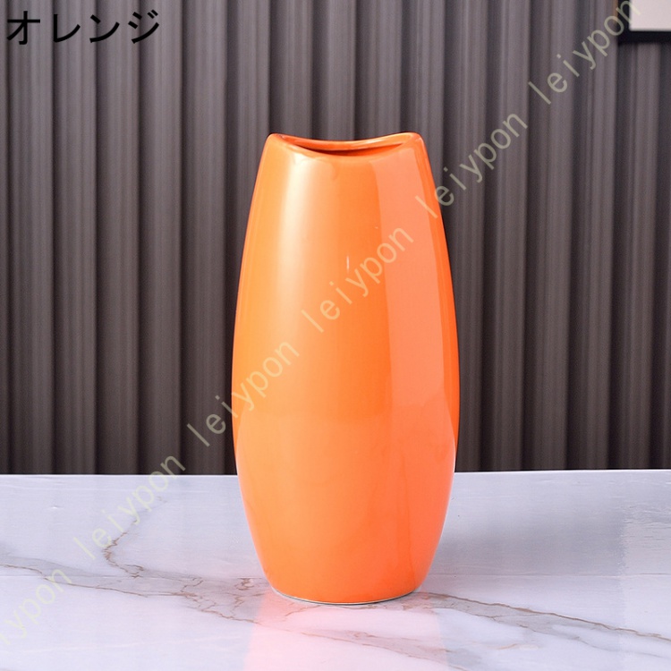 陶器製 花瓶 青とオレンジ 並行輸入品】陶器 花瓶 3点セット オレンジ 青 黄色 花器 Cute