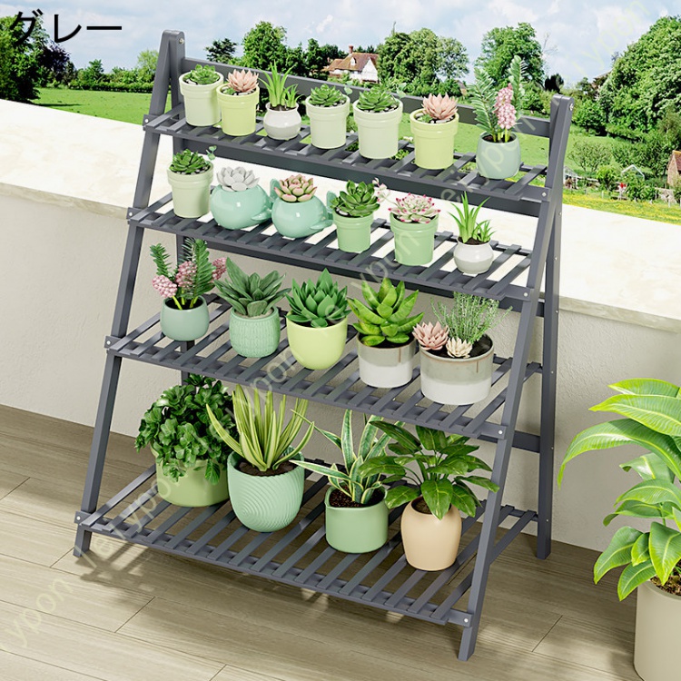 フラワースタンド 花台 3段 幅102cm 天然竹製 フラワーラック 園芸