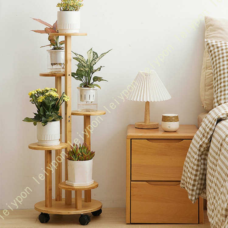 ディスクフラワースタンド 室内 キャスター付き フラワースタンド 木製