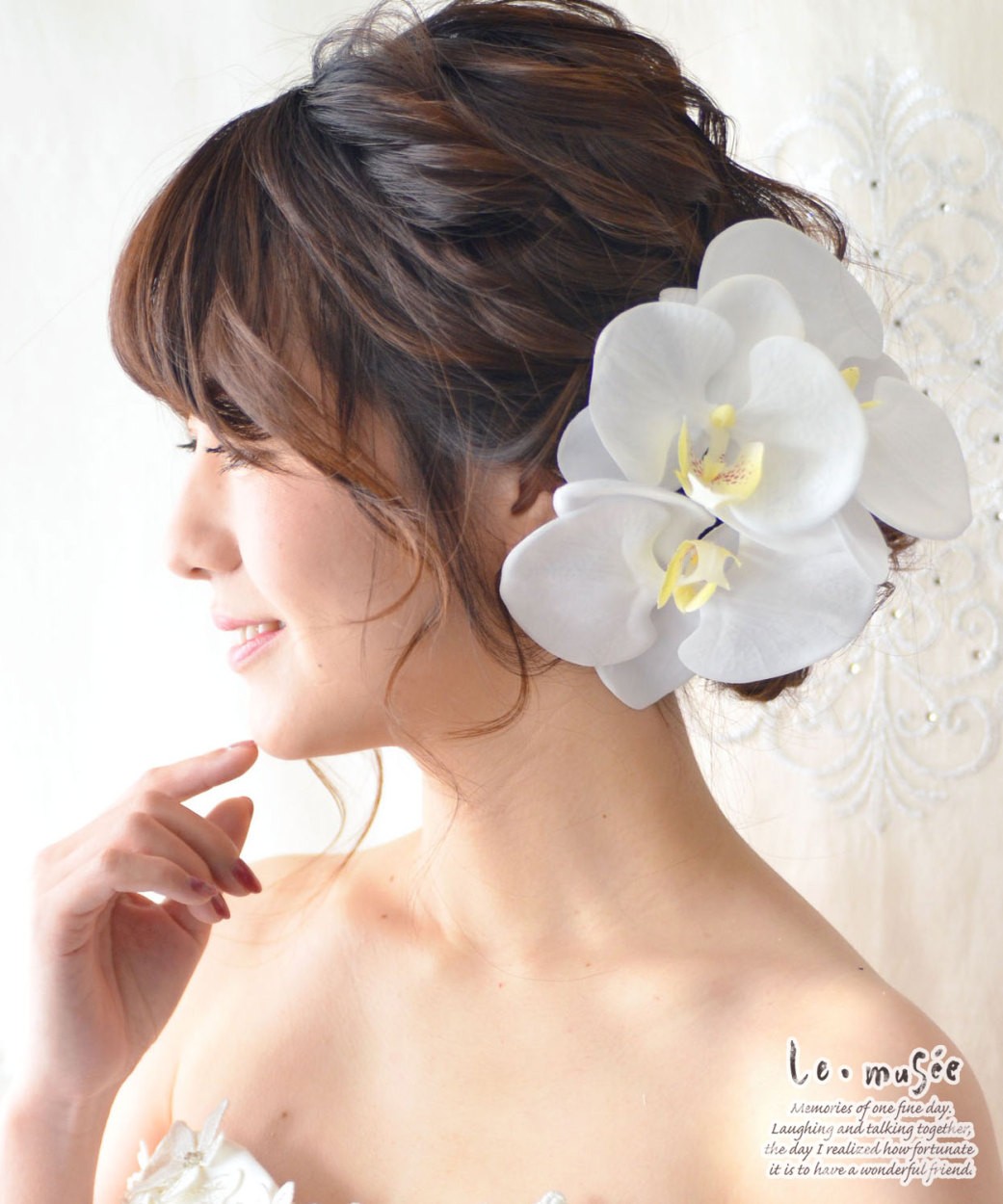 ヘッドドレス 和装 成人式 髪飾り 花 ウェディング 胡蝶蘭 3輪 造花 袴
