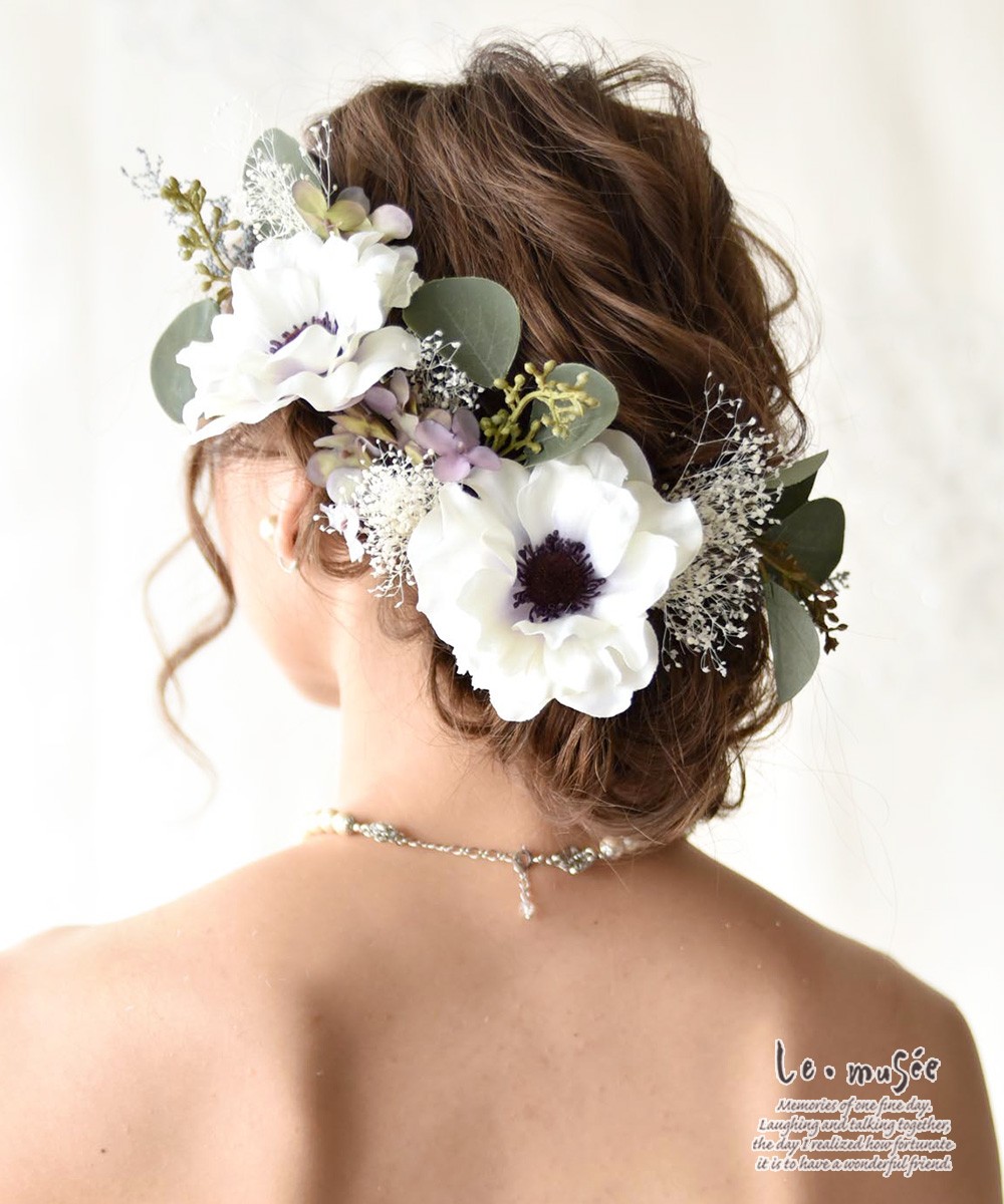 ウェディング　花冠　ブライダル　結婚式髪飾り　ドライフラワー