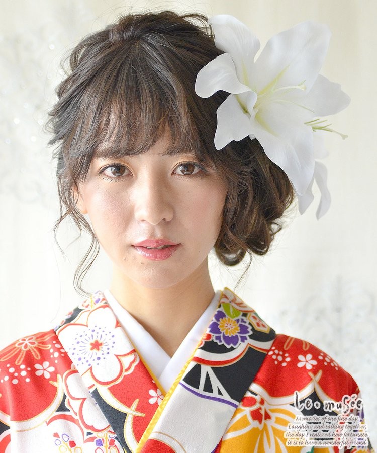 成人式 髪飾り 和装 花 ヘッドドレス 卒業式 袴 カサブランカ ユリ 白 