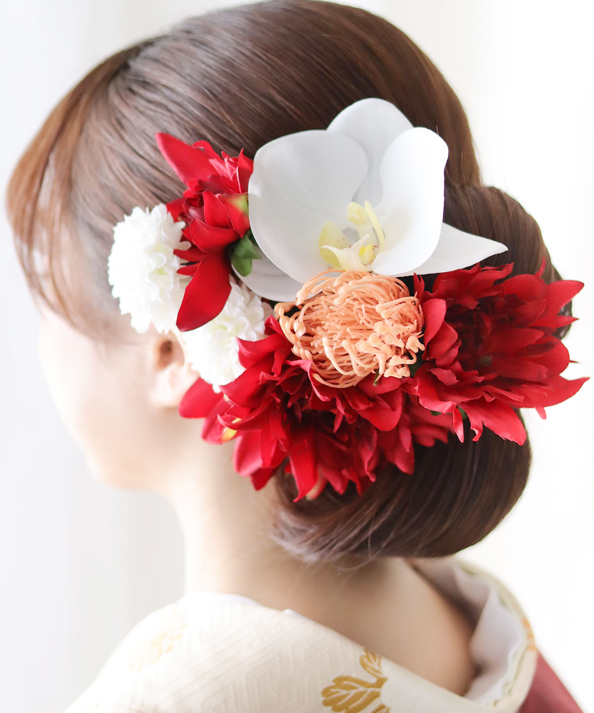 人気蝶々パール簪★ダークレッドダリア&マム★結婚式★成人式★卒業式★髪飾り 成人式 髪飾り 和装 花 卒業式 袴 ウェディング ダリア 胡蝶蘭