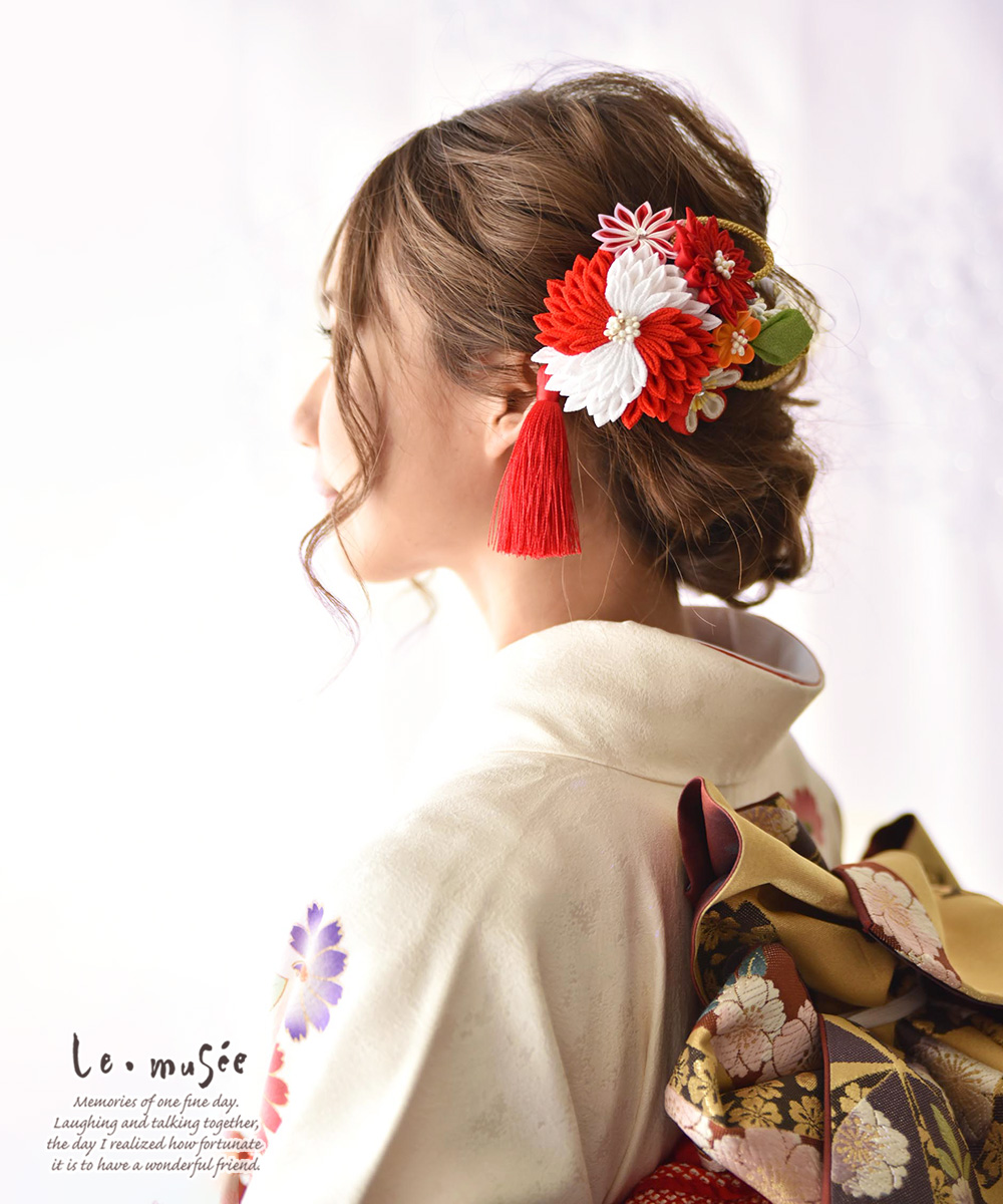 成人式 髪飾り 和装 花 袴 つまみ細工 卒業式 セット ヘッドドレス