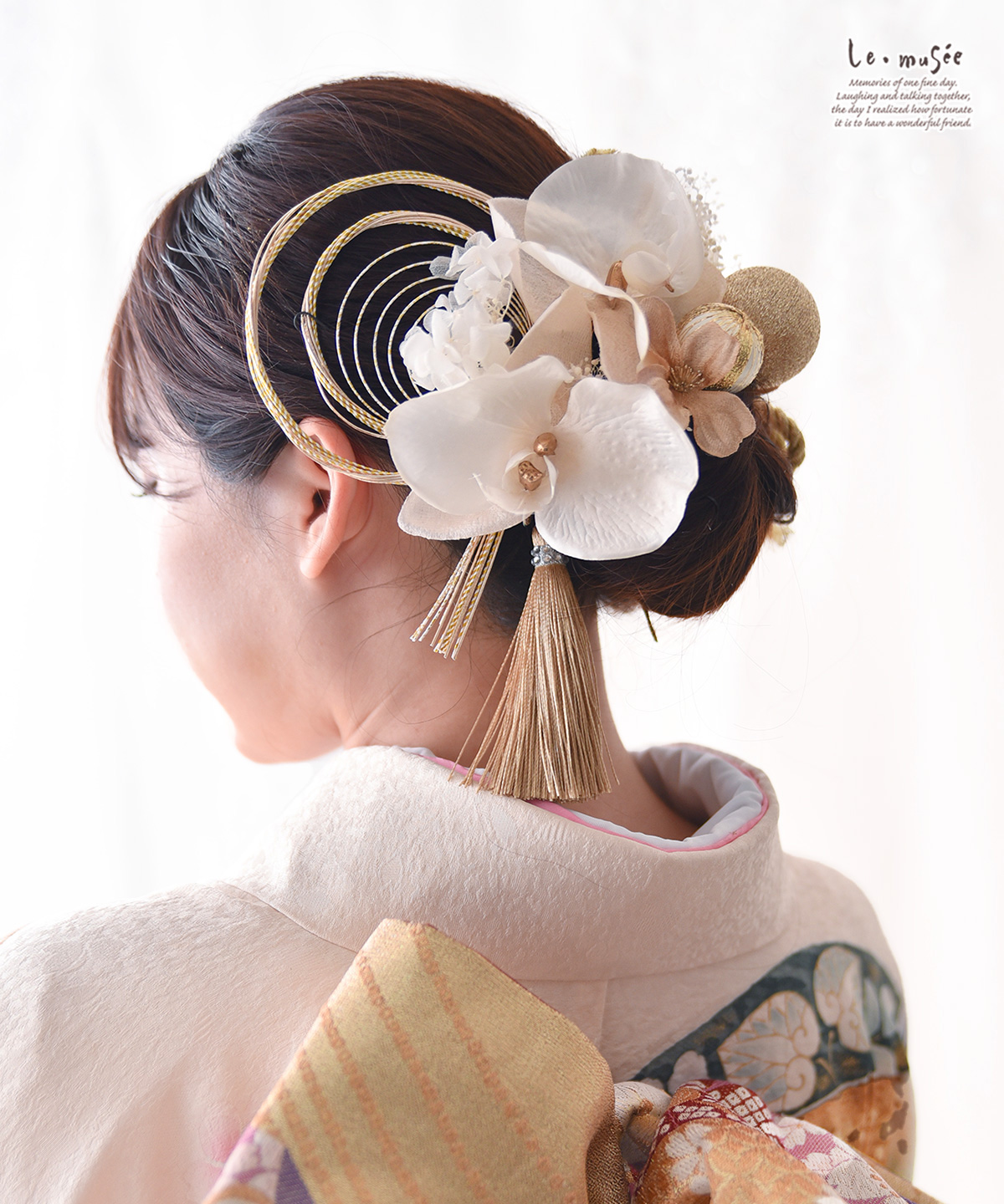 成人式 髪飾り 和装 花 水引 袴 卒業式 シャイニー 胡蝶蘭 セット 