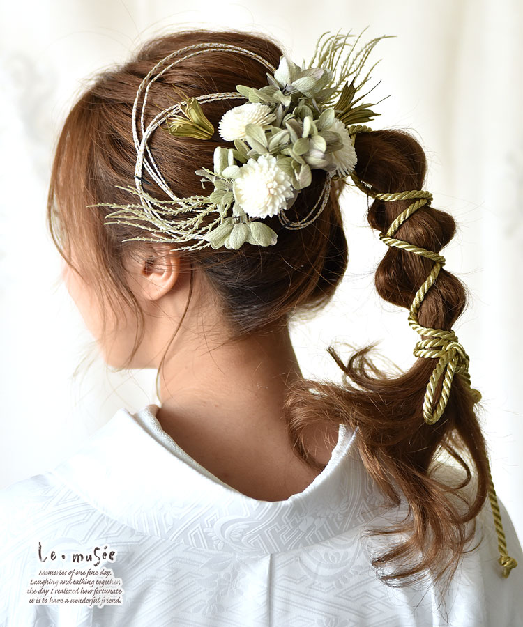 ドライフラワー 成人式 髪飾り 和装 ナチュラルオレガノ