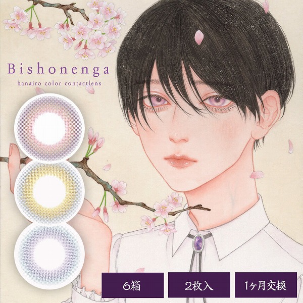 Bishonenga ビショウネンガ 2枚入り 6箱 カラコン カラーコンタクトレンズ マンスリー 1ヶ月 ワンマンス 度あり 度付き 度なし｜lens-deli