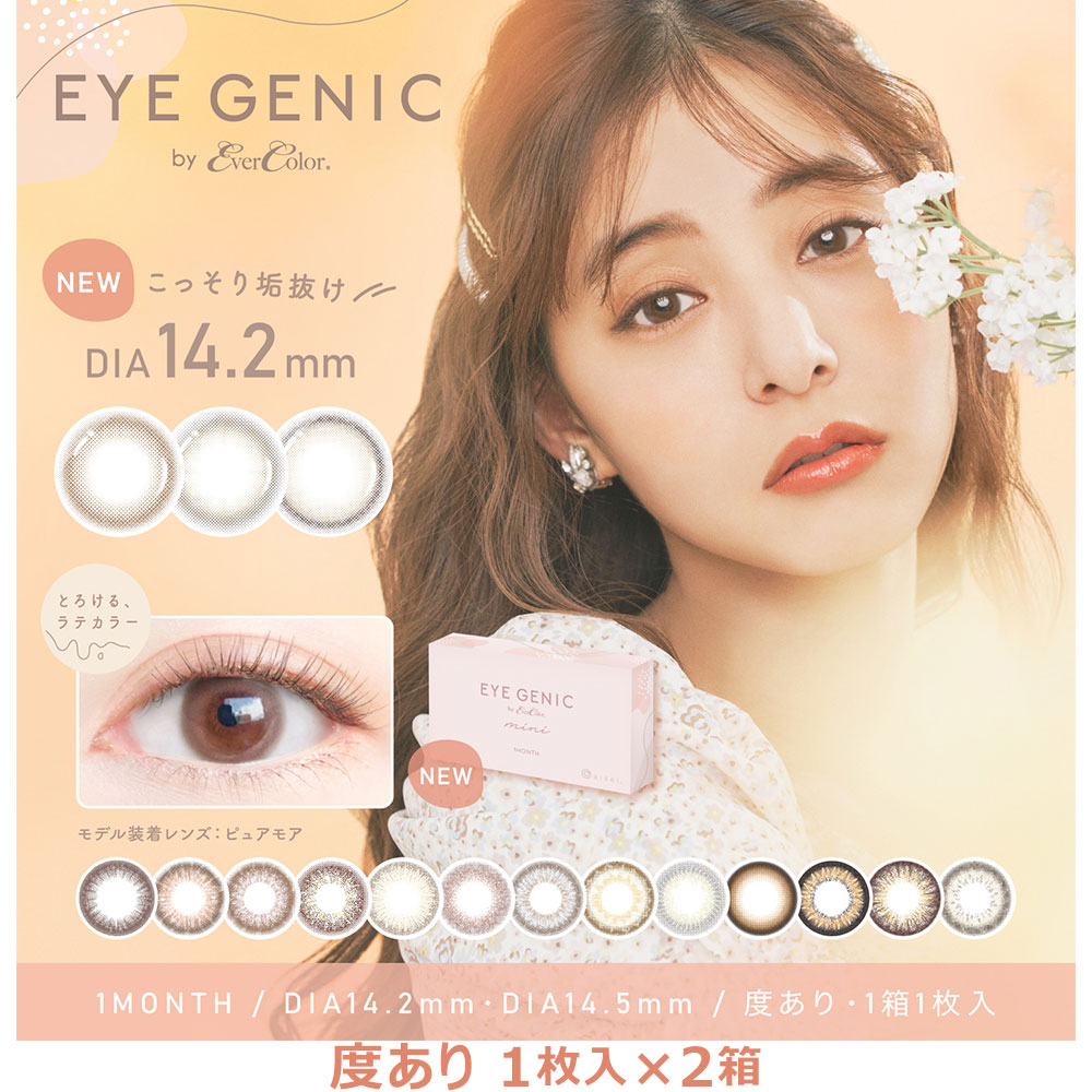 EYEGENIC アイジェニック 度あり 1枚 2箱 カラコン 度入り 度付き マンスリー 1ヶ月 by Ever Color エバーカラー