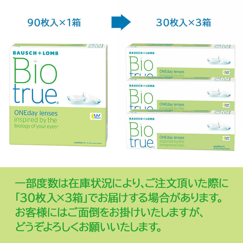 バイオトゥルーワンデー 90枚パック 1箱 1day コンタクトレンズ ボシュロム Biotrue bio true one day